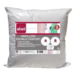 ABEIL Lot De 2 Oreillers DOUBLE CONFORT 100% Coton 60x60cm