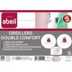 ABEIL Lot De 2 Oreillers DOUBLE CONFORT 100% Coton 60x60cm -DODO Soldes Magasin abeil lot de 2 oreillers double confort 100 coton 60x60cm 3087880021551 513428