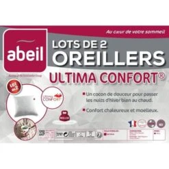 ABEIL Lot De 2 Oreillers Ultima Confort - 60 X 60 Cm -DODO Soldes Magasin abeil lot de 2 oreillers ultima confort 60 x 60 cm 3087880025788 1011096
