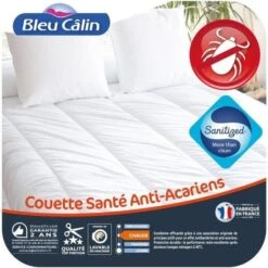 BLEU CALIN Couette Chaude Santé Anti-acariens 220x240 Cm Blanc