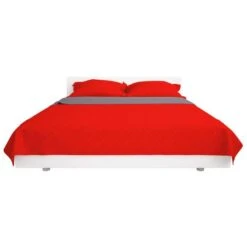 Couvre-lit Matelassé Double-face Rouge Et Gris 220x240 Cm -DODO Soldes Magasin couvre lit matelasse double face rouge et gris 220x240 cm 3666722520560 586239