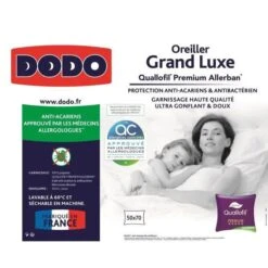 DODO Oreiller Grand Luxe Quallofil Allerban 50x70cm -DODO Soldes Magasin dodo oreiller grand luxe quallofil allerban 50x70cm 3307410009638 513569