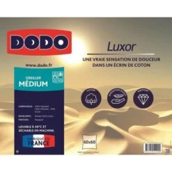 DODO Oreiller LUXOR 60x60 Cm - 100% Coton - Effet Duvet -DODO Soldes Magasin dodo oreiller luxor 60x60 cm 100 coton effet duvet 3307419512900 659864