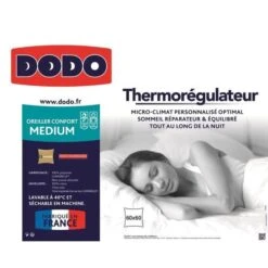 DODO Oreiller Thermorégulateur - 60 X 60 Cm - Blanc -DODO Soldes Magasin dodo oreiller thermoregulateur 60 x 60 cm blanc 3307418216625 461778