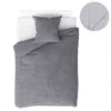 Ensemble De Literie 4 Pcs Molleton Gris 140x200/60x70 Cm