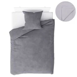 Ensemble De Literie 4 Pcs Molleton Gris 140x200/60x70 Cm