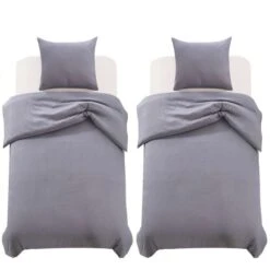 Jeu De Housse De Couette Anthracite 155x200/80x80 Cm