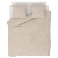 Jeu De Housse De Couette Molleton Beige 200x200/60x70 Cm