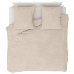 Jeu De Housse De Couette Molleton Beige 200x220/80x80 Cm