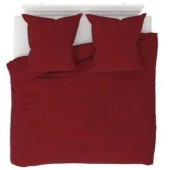 Jeu De Housse De Couette Molleton Bordeaux 200x200/80x80 Cm