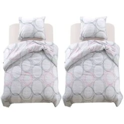 Jeu De Housse De Couette Motif De Cercles 155x200/80x80 Cm