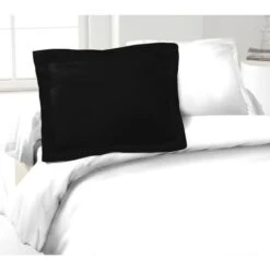 LOVELY HOME Lot De 2 Taies D'Oreillers 100% Coton 50x70 Cm - Noir