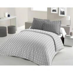 LOVELY HOME Parure De Couette Coton ELLY - Blanc - 220x240 Cm