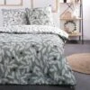 Parure De Lit Sunshine - 2 Personnes - 240 X 260 Cm - 100% Coton - Vert Et Blanc Motif Floral - TODAY