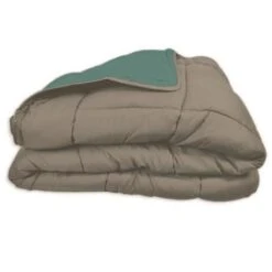 POYET MOTTE Couette Microfibre 400g/m² CALGARY - 200 X 200 Cm - Gris Galet Et Vert Lac -DODO Soldes Magasin poyet motte couette microfibre 400g m calgary 200 x 200 cm gris galet et vert lac 3120760086186 426205
