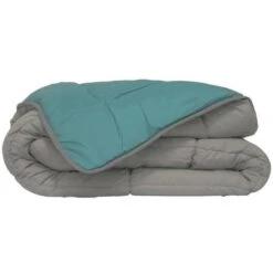 POYET MOTTE Couette Microfibre 400g/m² CALGARY - 220 X 240 Cm - Gris Galet Et Vert Lac