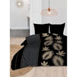 SOLEIL D'OCRE Couette Imprimée Elégance - 240 X 220 Cm - Anthracite