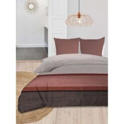 SOLEIL D'OCRE Couette Imprimée Stripe - 240 X 220 Cm - Rouge