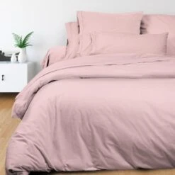 SOLEIL D'OCRE Housse De Couette Camille - Coton Percale - 240 X 260 Cm - Rose