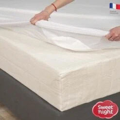 SWEET NIGHT Protege Matelas Imperméable - 160 X 200 Cm - Blanc -DODO Soldes Magasin sweet night protege matelas impermeable 160 x 200 cm blanc 3377720105115 735657