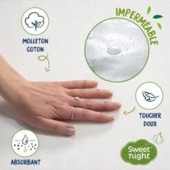 SWEET NIGHT Protege Matelas Imperméable Anti-acariens Traitement Végétal Greenfirst - 180 X 200 Cm - Blanc -DODO Soldes Magasin sweet night protege matelas impermeable anti acariens traitement vegetal greenfirst 180 x 200 cm blanc 3377720104729 759834