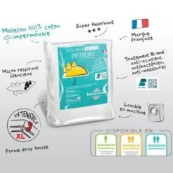 SWEETHOME Protege-matelas 100% Coton - Imperméable - Anti-acariens - 140x190/200 Cm -DODO Soldes Magasin sweethome protege matelas 100 coton impermeable anti acariens 140x190 200 cm 3377720104217 513945