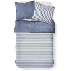 TODAY Parure De Lit Le Cap - 1 Housse De Couette 220 X 240 Cm + 2 Taies D'Oreiller 63 X 63 Cm - 100% Coton 57 Fils - Bleu
