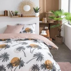 TODAY Parure De Lit SUNSHINE 5.47 - 2 Personnes - 220 X 240 Cm Coton - Imprimé Blanc Jungle TODAY