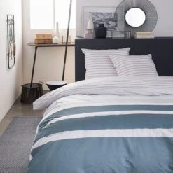 TODAY Parure De Lit SUNSHINE 5.49 - 2 Personnes - 220 X 240 Cm Coton - Imprimé Bleu Graphique TODAY