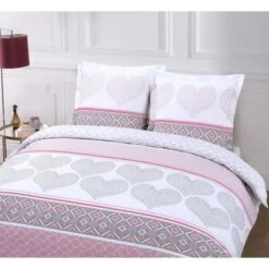 VISION Parure De Couette 100% Coton PINKY LOVE 240x260cm