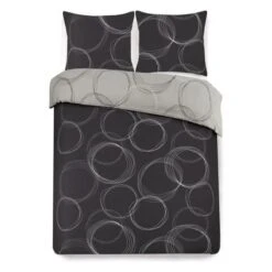 VISION Parure De Couette Flanelle LENNY - 1 Housse De Couette 240 X 260 Cm + 2 Taies D'Oreillers 65 X 65 Cm - Gris Anthracite